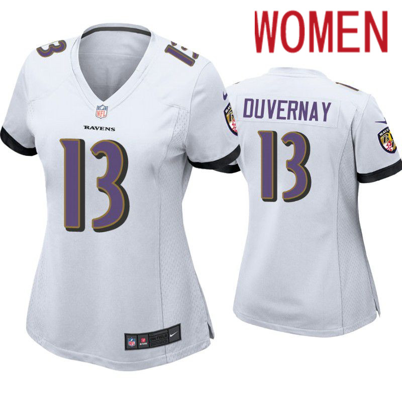 Women Baltimore Ravens #13 Devin Duvernay Nike White Game NFL Jersey
